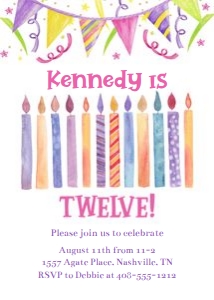 12th birthday invitation 5x7 design preview