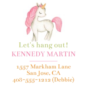 Unicorn calling card 3x3 design preview