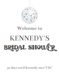 Disco bridal shower welcome sign 16x20 design preview