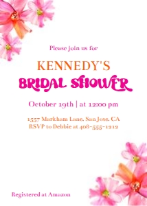 Retro pink and orange 5x7 bridal shower invitation design preview