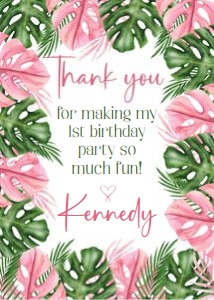 Green and pink palm leaf tropical 2.5x3.5 tag design preview