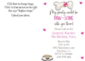 Pawsome with image 5x7 invitation: Pawsome 5x7 birthday invitation