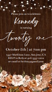 21st birthday fall wood background evite design preview