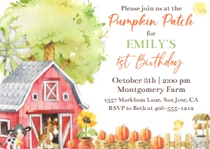Pumpkin patch 7x5 farm invitation design preview