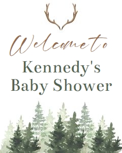 Forest antlers baby shower welcome sign 16x20 design preview