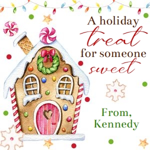 Gingerbread house Holiday treat 3x3 tag design preview