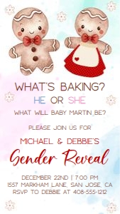 Gingerbread Gender Reveal evite design preview