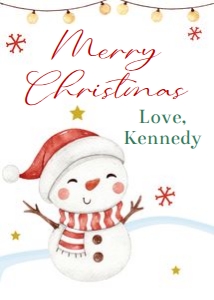 Snowman Merry Christmas tag 2.5x3.5 design preview