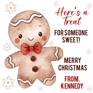Gingerbread treat for someone sweet 3x3 tag design preview