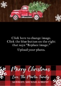 Red truck wood background snowflake 5x7 Christmas card: Red truck wood background snowflake 5x7 Christmas card