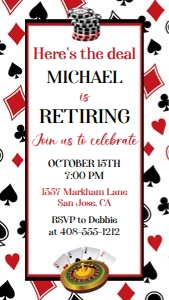 Casino retirement evite design preview