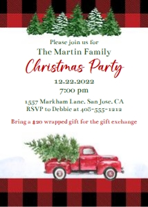 Lumberjack forest trees 5x7 invitation LUFT design preview