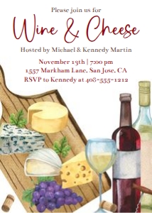 Wine and cheese 5x7 invitation WCGT design preview