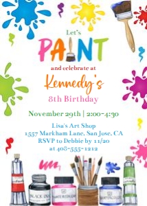 Paint Party 5x7 invitation design preview