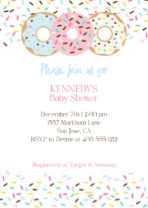 Donut  sprinkle 5x7 invitation DSBS design preview