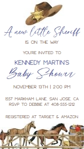 Cowboy sheriff baby shower evite design preview