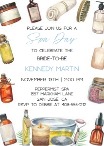 Spa Day 5x7 invitation design preview