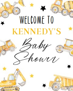 Baby under construction 16x20 welcome sign design preview