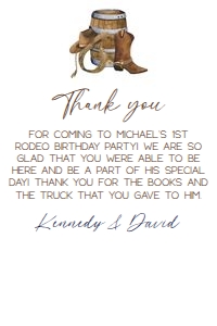 Rodeo 4x6 thank you card FRBP: Rodeo 4x6 thank you card FRBP