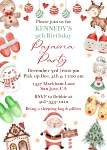 Christmas Pajama Party 5x7 invitation design preview