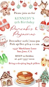 Christmas pancakes and pajamas party evite design preview