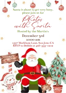 Photos with Santa 5x7 invitation design preview
