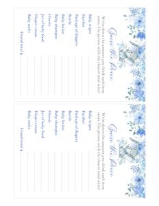 Elephant blue flowers boy guess the price game bundle: Elephant blue flowers boy 5x7 invitation bundle