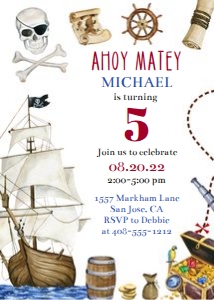 Pirate invitation 5x7 design preview
