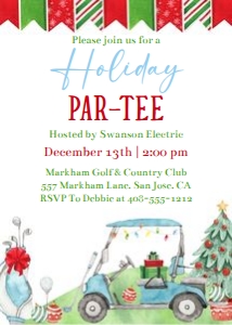 Golf Holiday PARTEE 5x7 invitation design preview