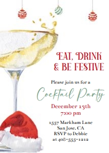 Eat drink and be festive 5x7 invitation design preview