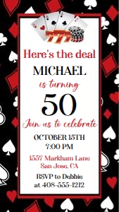 Casino evite CABR bundle: Casino invitation 5x7 CABR bundle