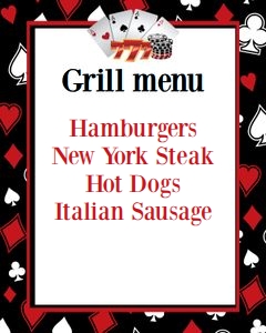 Casino grill menu 8x10 CABR bundle: Casino invitation 5x7 CABR bundle