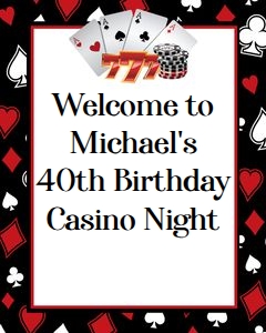Casino welcome sign 16x20 CABR bundle: Casino invitation 5x7 CABR bundle