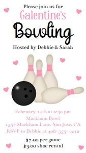 Galentines Bowling Evite design preview