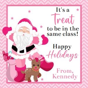 Pink Santa 3x3 class tag design preview