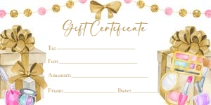 Pink and gold makeup gift certificate 8x4 design preview