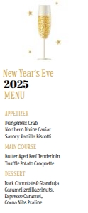 Minimalist New Years Eve Menu: Minimalist New Years Eve Menu