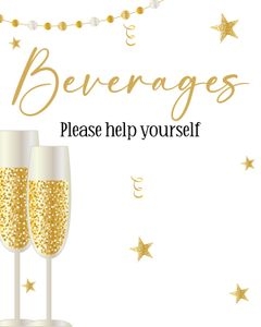 New Years Eve Beverage 8x10 sign MNYP bundle: New Years Eve 5x7 invitation MNYP bundle