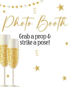 New Years Eve Photo Booth 8x10 sign MNYP bundle: New Years Eve 5x7 invitation MNYP bundle