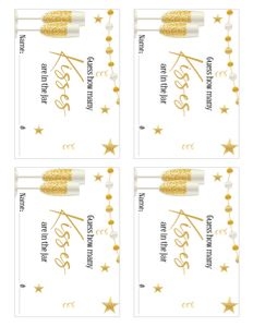 New Years Eve Guess the Kisses Cards MNYP bundle: New Years Eve 5x7 invitation MNYP bundle
