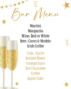 New Years Bar Menu 8x10 bundle: New Years Eve 5x7 invitation MNYP bundle