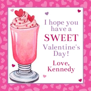 Milk shake Valentine 3x3 tag design preview