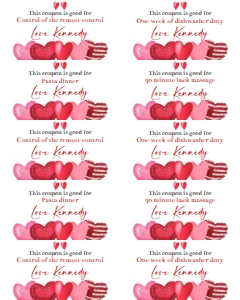 Hearts Valentine coupon 4x2: Hearts Valentine coupon 4x2