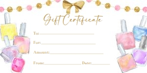 Manicure gift certificate 8x4: Manicure gift certificate 8x4