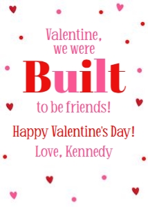 We were built to be friends pink and red 2.5x3.5 Valentine tag design preview