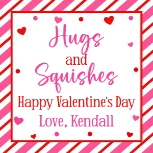 Pink and red hugs and squishes 3x3 tag design preview