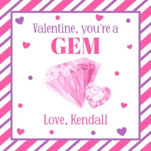 Pink and purple gem 3x3 Valentine tag design preview