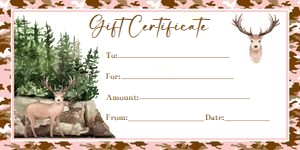 Pink hunting gift certificate 8x4: Pink hunting gift certificate 8x4