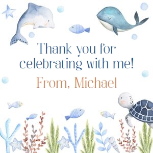 Ocean favor tag 3x3 USCE bundle: Ocean birthday invitation 5x7 USCE bundle
