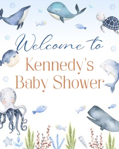 Ocean and sea baby shower welcome sign USCE bundle: Ocean birthday invitation 5x7 USCE bundle